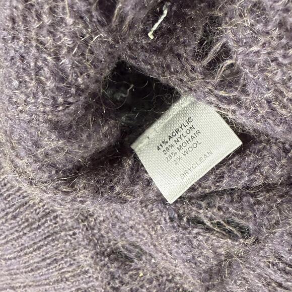 Loft Sweater Pullover Women S Small Purple Knit Long Sleeve Wool Round Neck - Picture 4 of 7